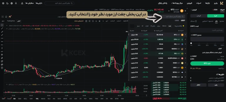 انتخاب جفت ارز در KCEX