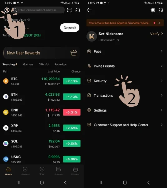 آموزش تغییر ایمیل در صرافی kcex