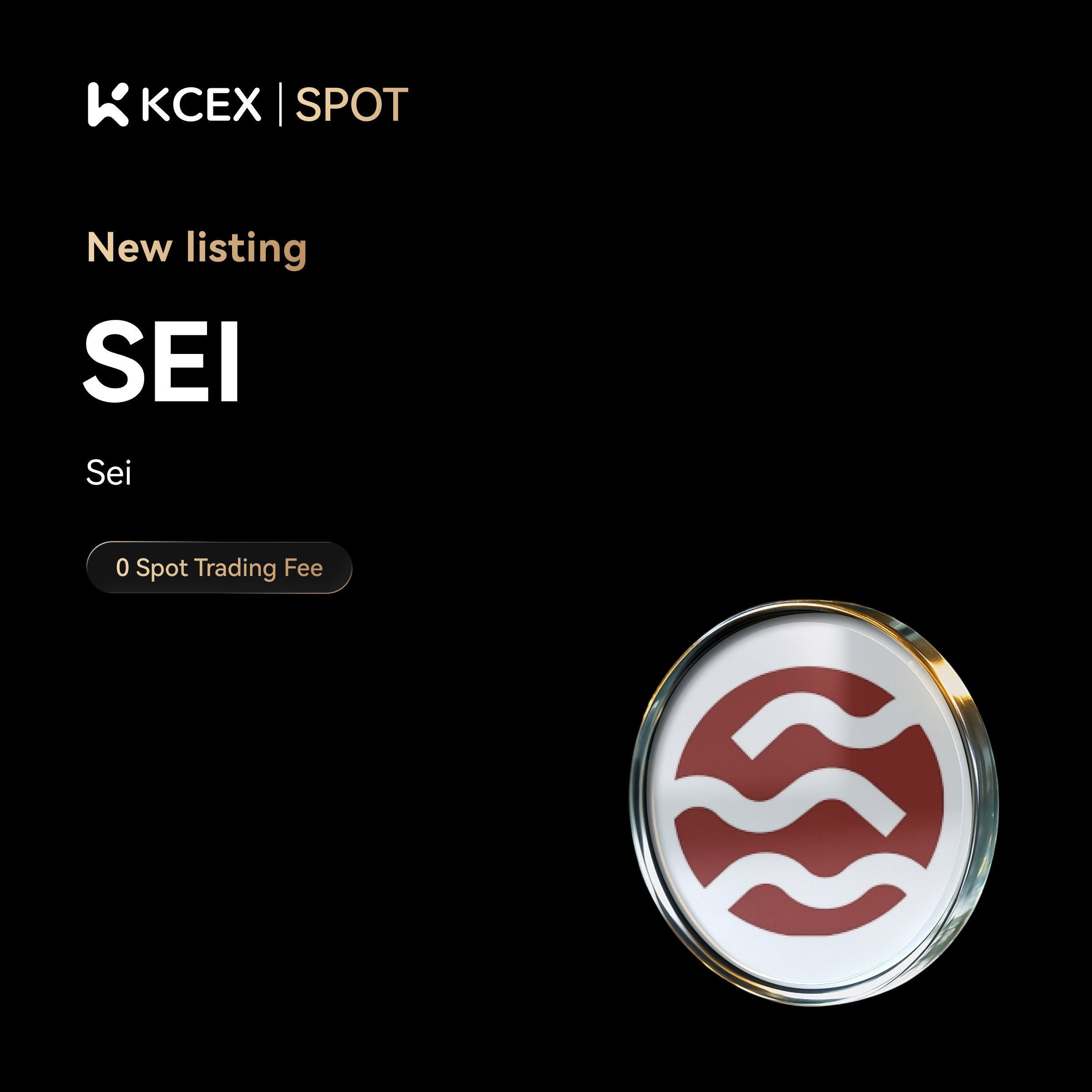 نمایش تصویر توکن SEI در لیست بازار اسپات صرافی کی سی ای ایکس