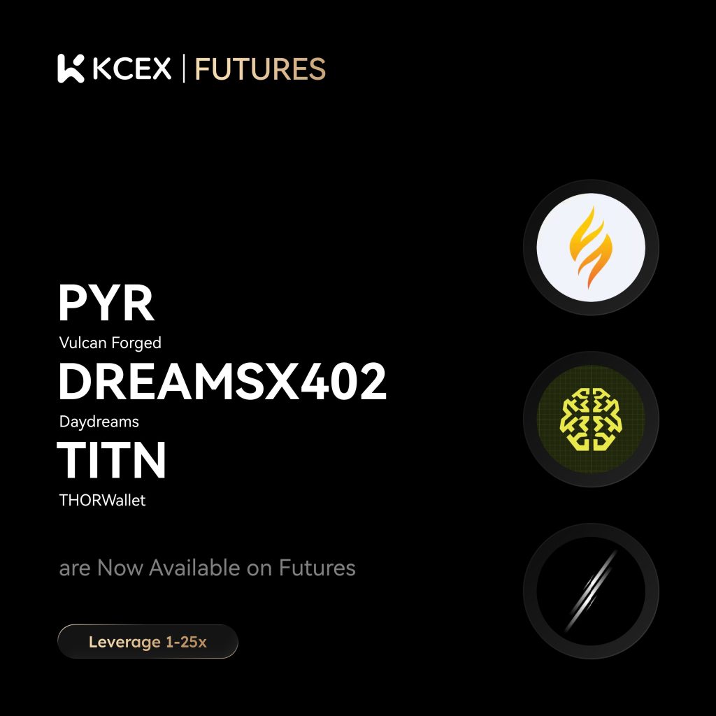 آغاز معاملات فیوچرز دائمی برای توکن‌های PYR، DREAMSX402 و TITN در صرافی کی سی ای ایکس
