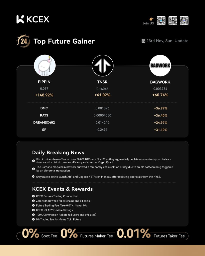 گزارش عملکرد برتر ارزهای کی سی ای ایکس در ۲۳ نوامبر ۲۰۲۵