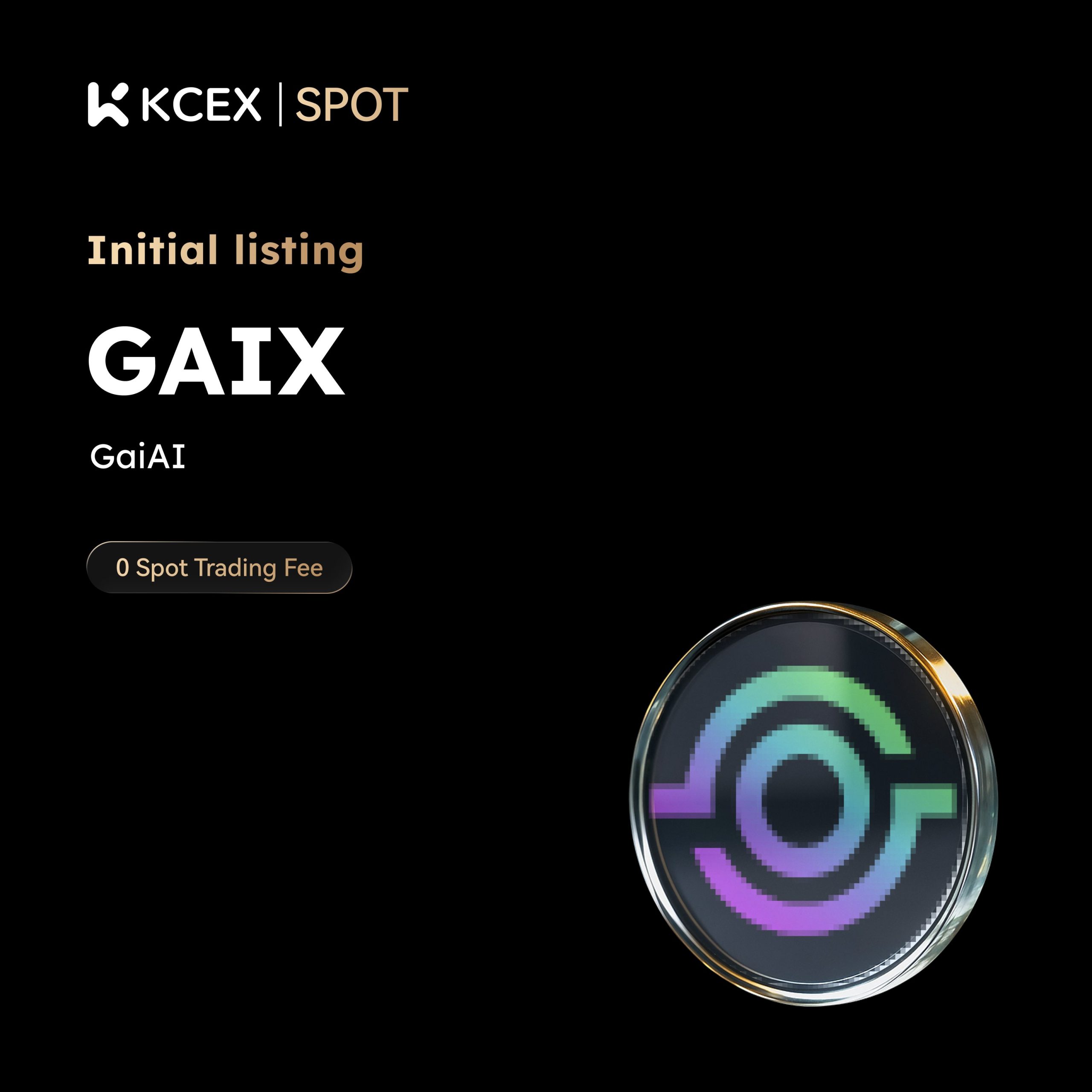 آغاز معاملات توکن GAIX در بازارهای اسپات و فیوچرز صرافی کی سی ای ایکس در آذر ۱۴۰۴
