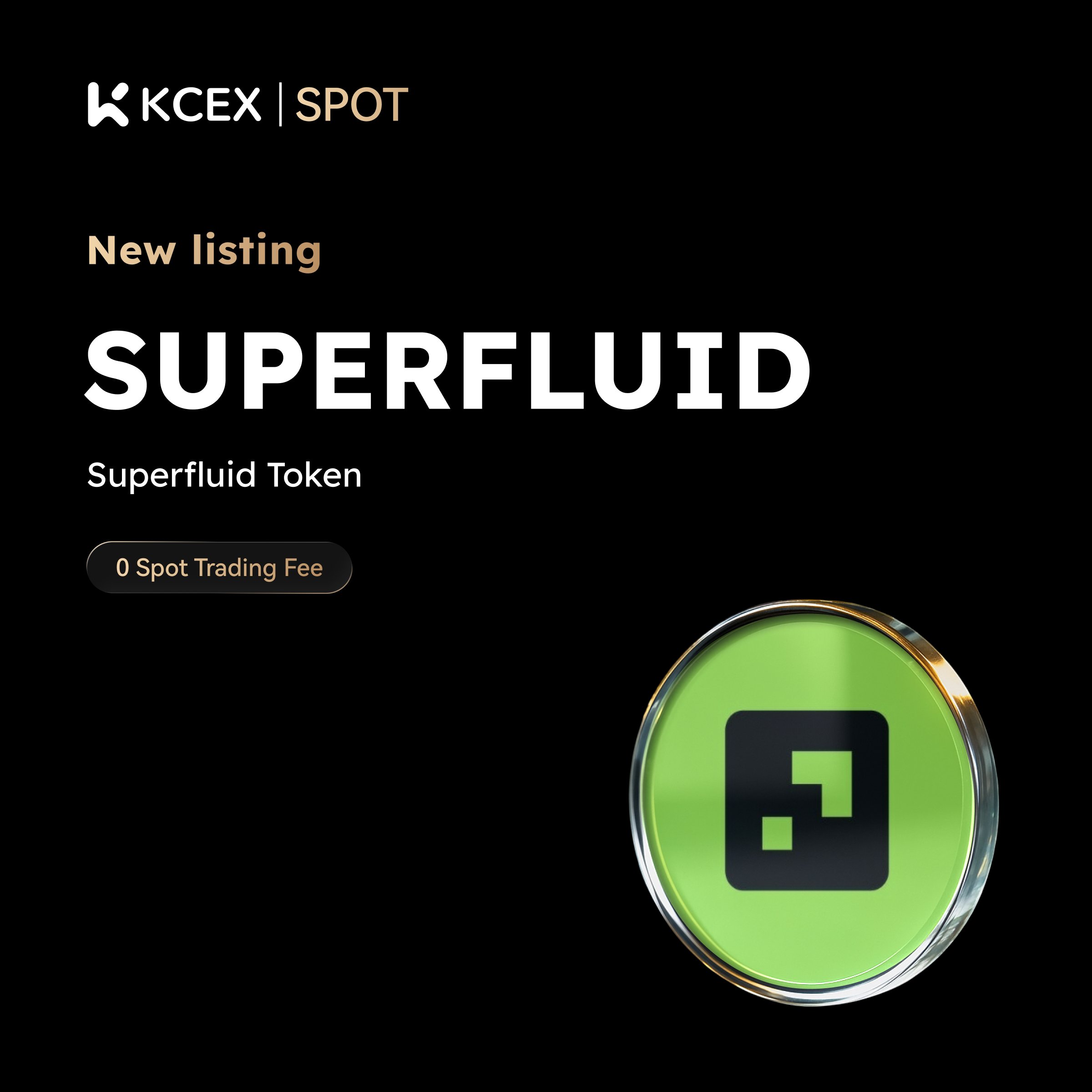 لیست شدن توکن SUPERFLUID در بازار اسپات کی سی ای ایکس
