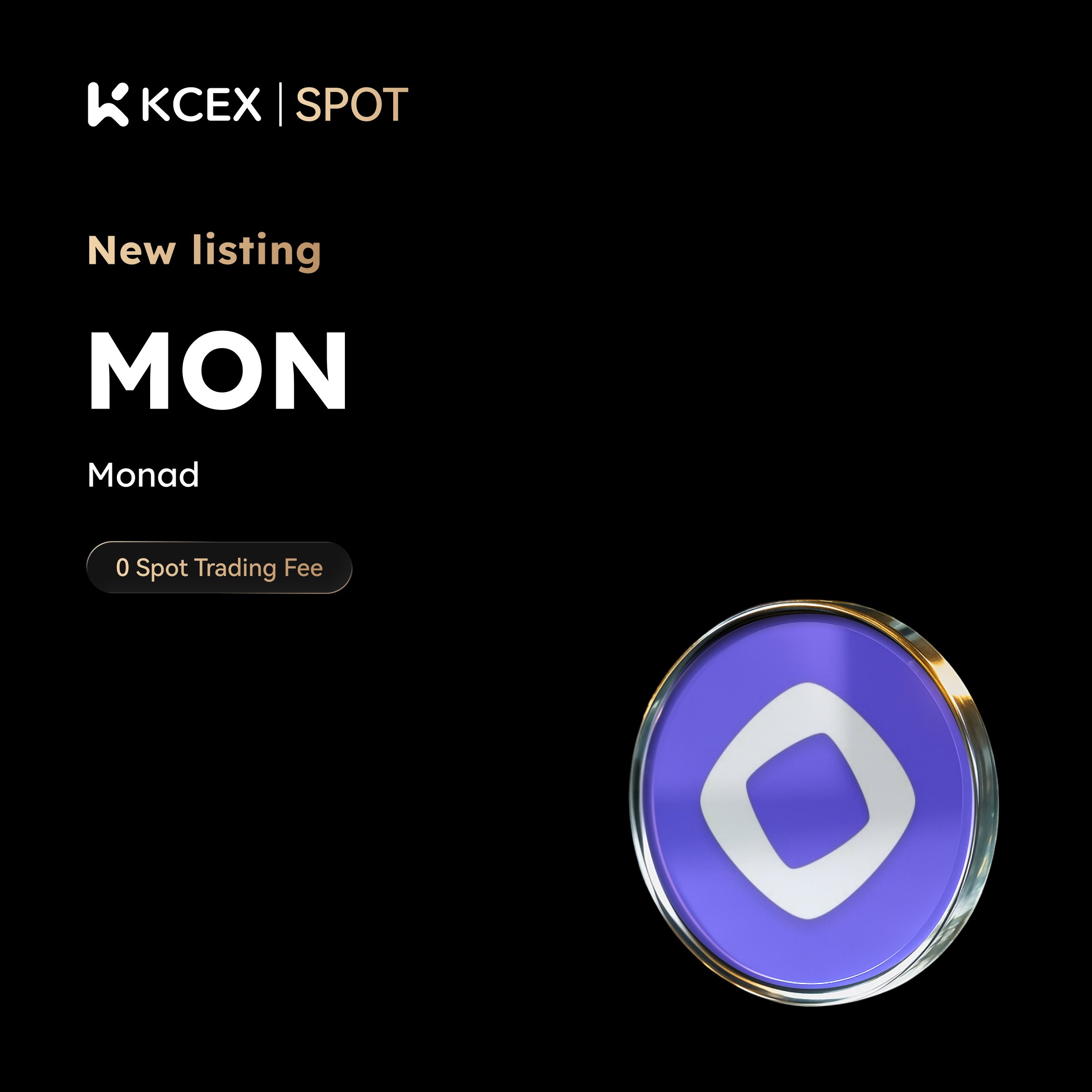 آغاز معاملات توکن MON در بازار اسپات کی سی ای ایکس در تاریخ ۶ آذر ۱۴۰۴