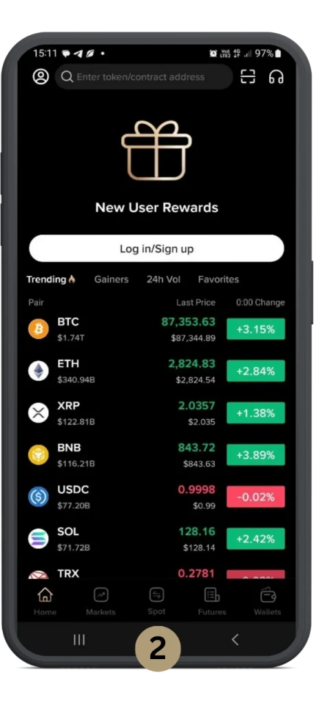 دانلود اپلیکیشن KCEX- مرحله دو