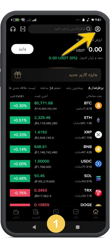 ورود به بخش KYC مرحله اول