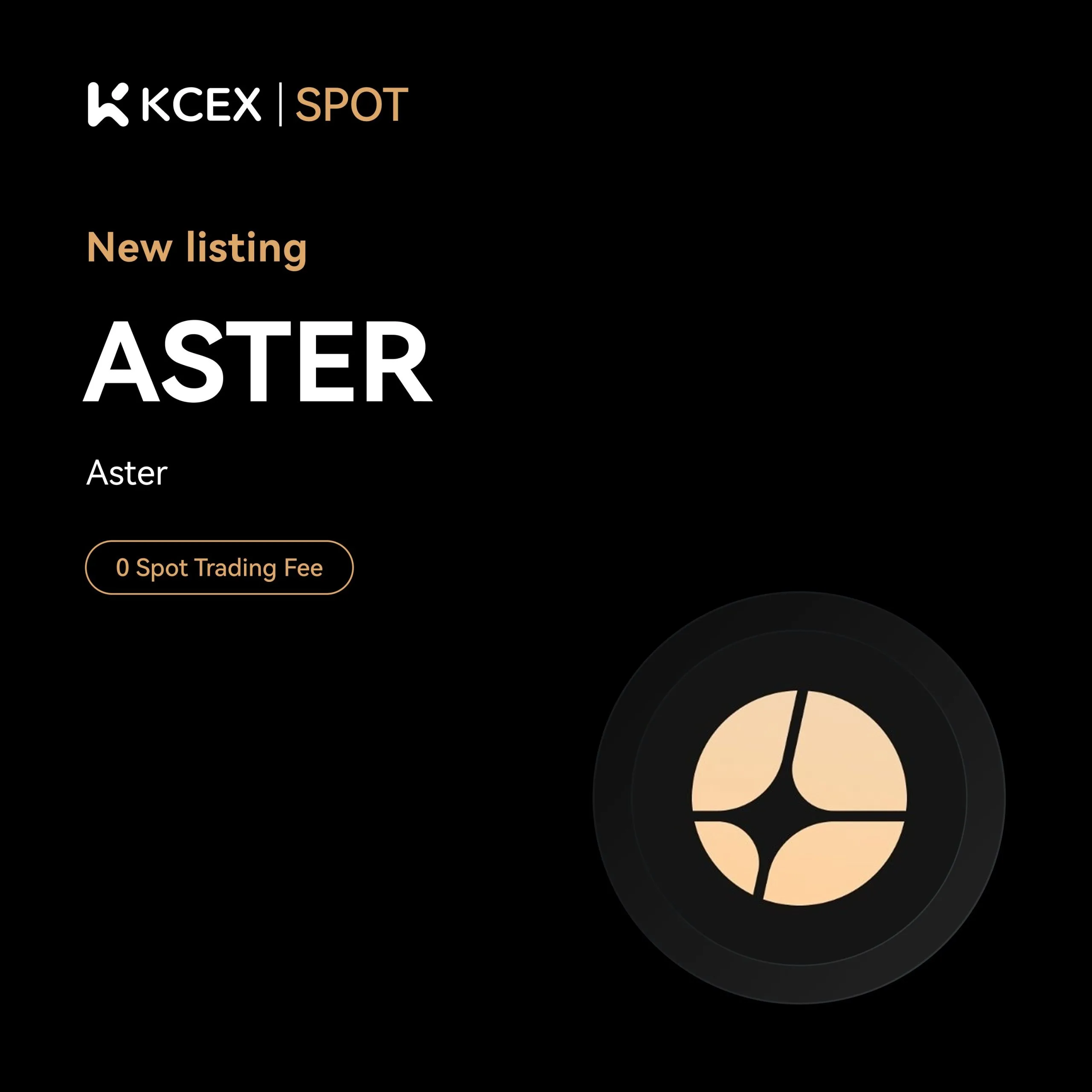 لیستینگ توکن ASTER در ۲۰ سپتامبر ۲۰۲۵ در کی سی ای ایکس