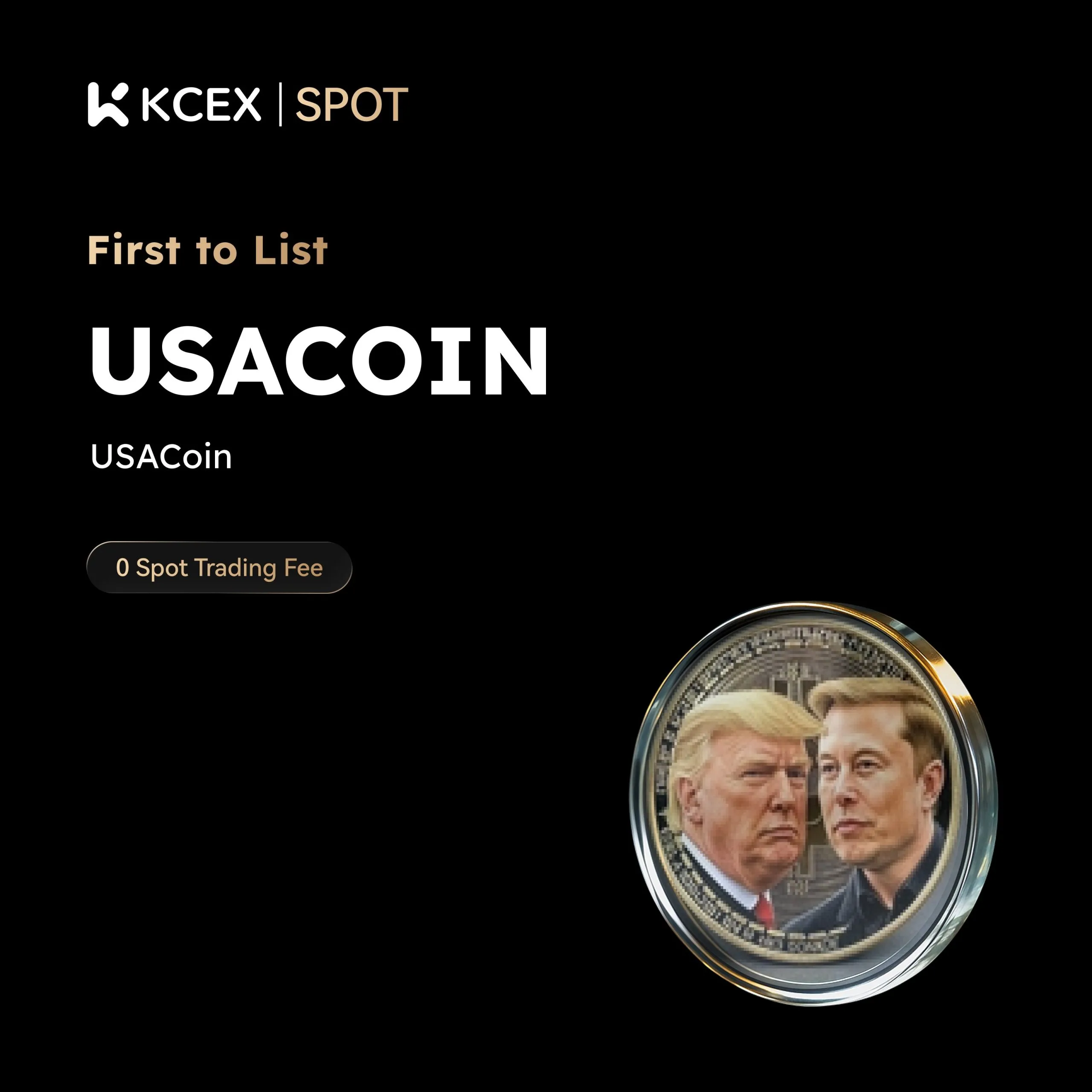توکن USACOIN در ۲۹ نوامبر به بازار اسپات کی سی ای ایکس اضافه شد